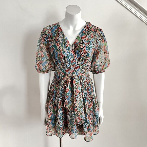 Ted Baker Dress 2 Floral Tiania Smock Panel Wrap Mini - Picture 3 of 11